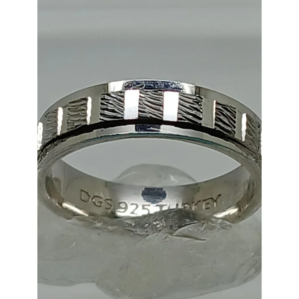 925 Vintage DGS‎ Sterling Silver Wedding Band Worry Stack Spinner Ring Size 6